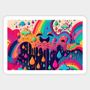 Psychedelic Paint Drip Rainbow Rain Clouds 1.3 Sticker